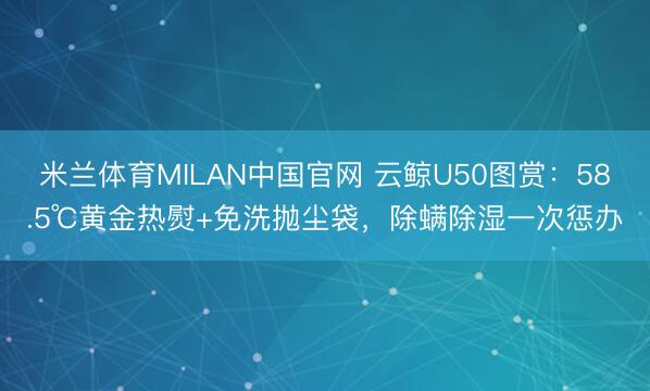 米兰体育MILAN中国官网 云鲸U50图赏：58.5℃黄金热熨+免洗抛尘袋，除螨除湿一次惩办