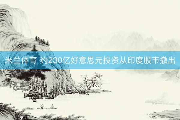 米兰体育 约230亿好意思元投资从印度股市撤出