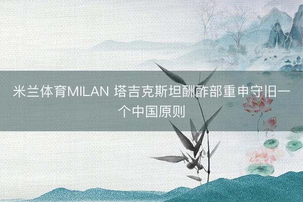 米兰体育MILAN 塔吉克斯坦酬酢部重申守旧一个中国原则