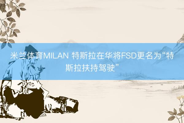 米兰体育MILAN 特斯拉在华将FSD更名为“特斯拉扶持驾驶”